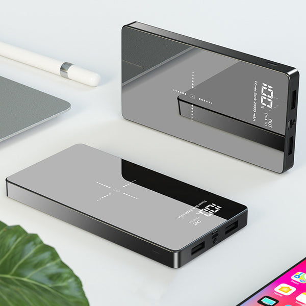 Chargeur sans fil Treasure Mirror avec affichage numérique 20000 mAh Batterie externe sans fil haute capacité