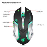 HXSJ nouvelle souris sans fil 2.4GPI souris de jeu souris lumineuse