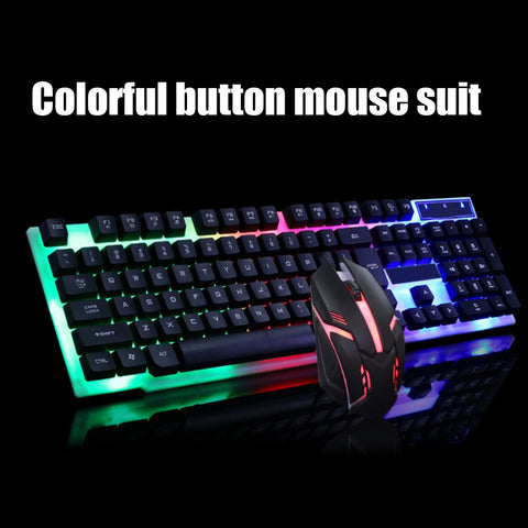 Clavier de jeu USB et souris USB Combo clavier rétroéclairé par LED souris de jeu solide, durable et colorée brillante accessoires informatiques