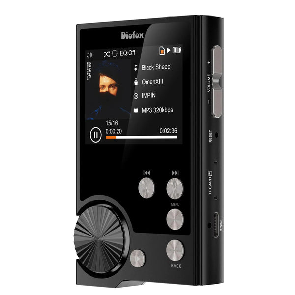 Diofox MP3 Player High Fidelity Lossless DSD High Resolution Digital Audio Music Player Portable Audio Player with 64GB Memory Card Supports up to 256GB